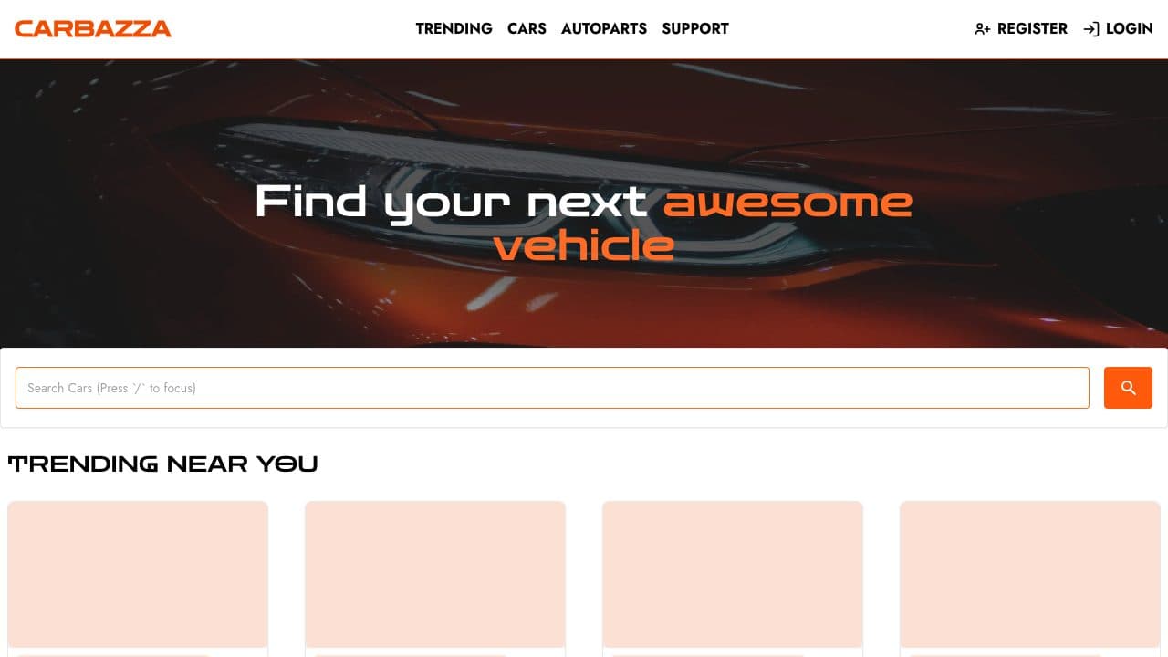 Homepage of Carbazza