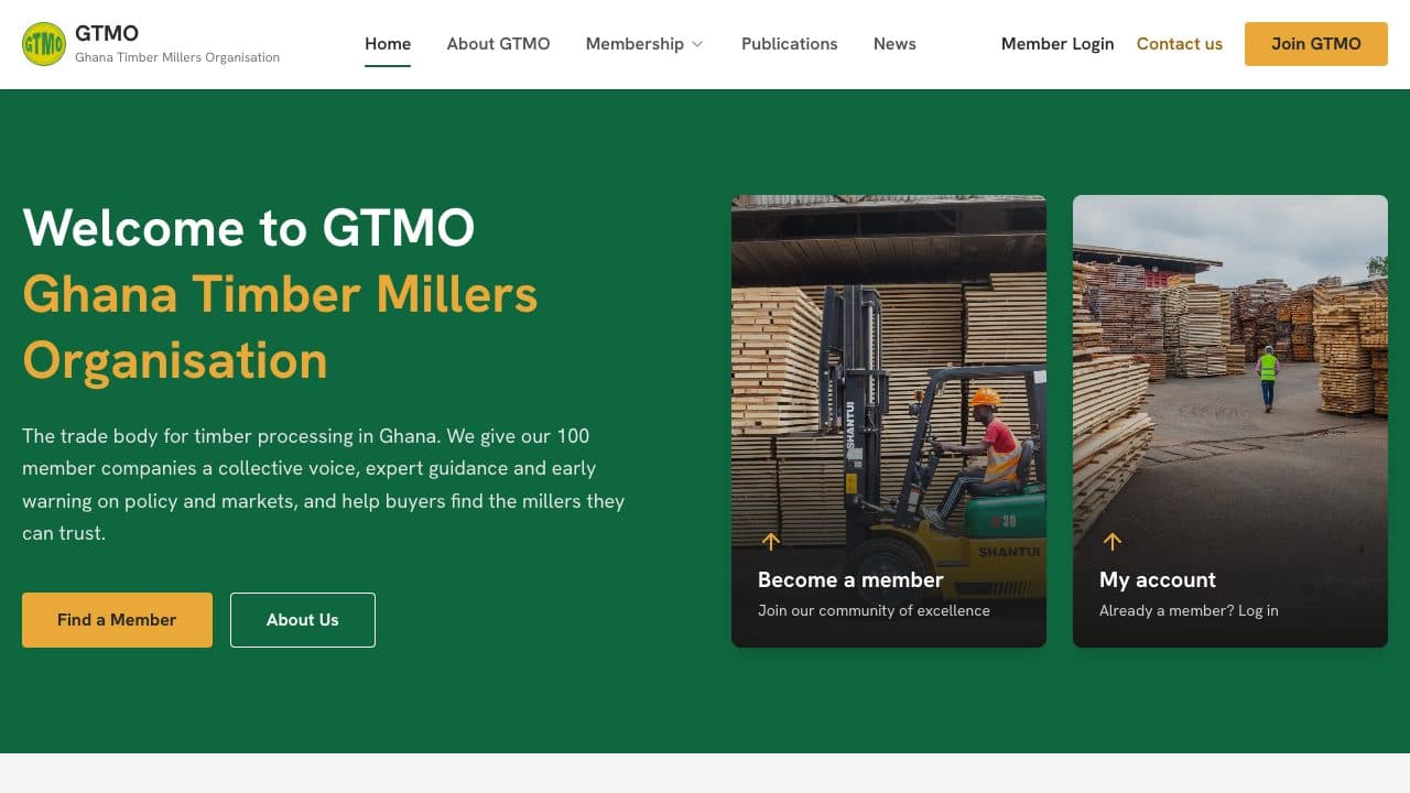 Homepage of Ghana Timber Millers Organization